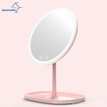 Aquacubic LED Makeup Mirror light Touch switch Screen Adjustable light Portable USB Rechargeable 0-60 Rotation angle round shape